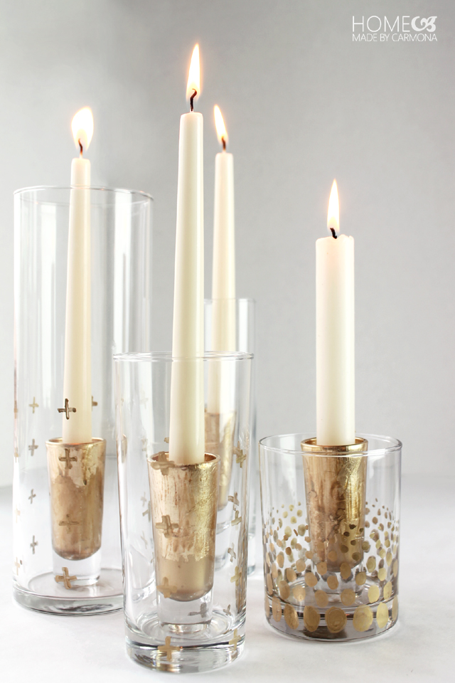 Gold leaf candle jars and cups