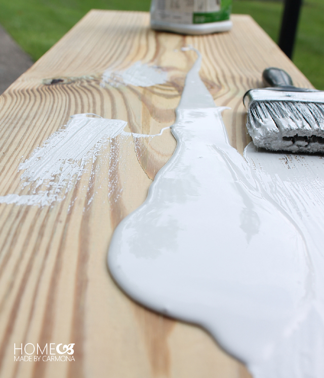 Painting bench top to look like concrete