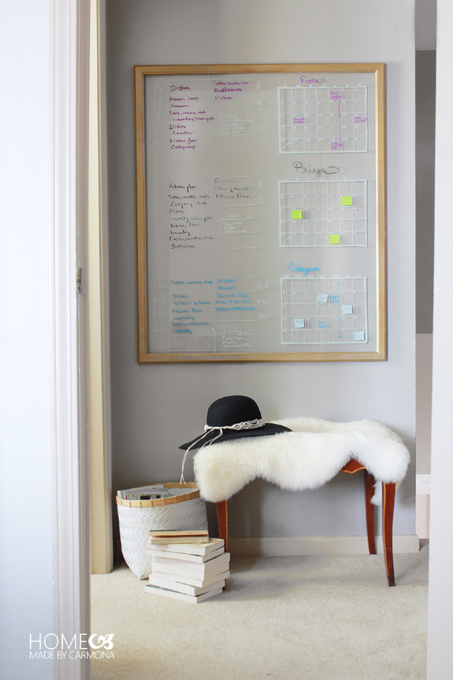 Chore board and calendar to stay organized