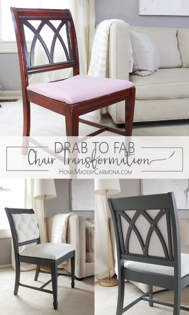 Reupholstered dining chair with additional backing