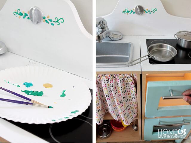 Range backing design - DIY kids kitchen set