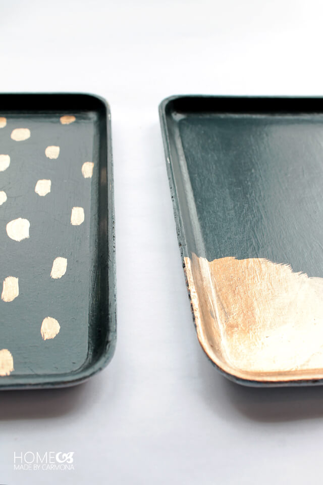 Gold leaf painted trays