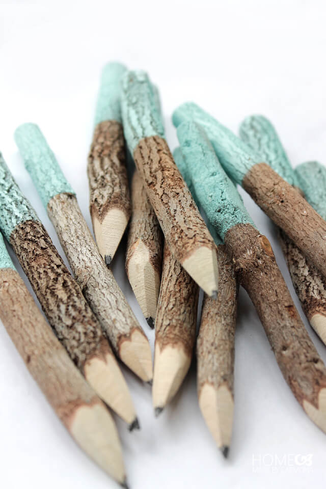 Paint dipped twig pencils