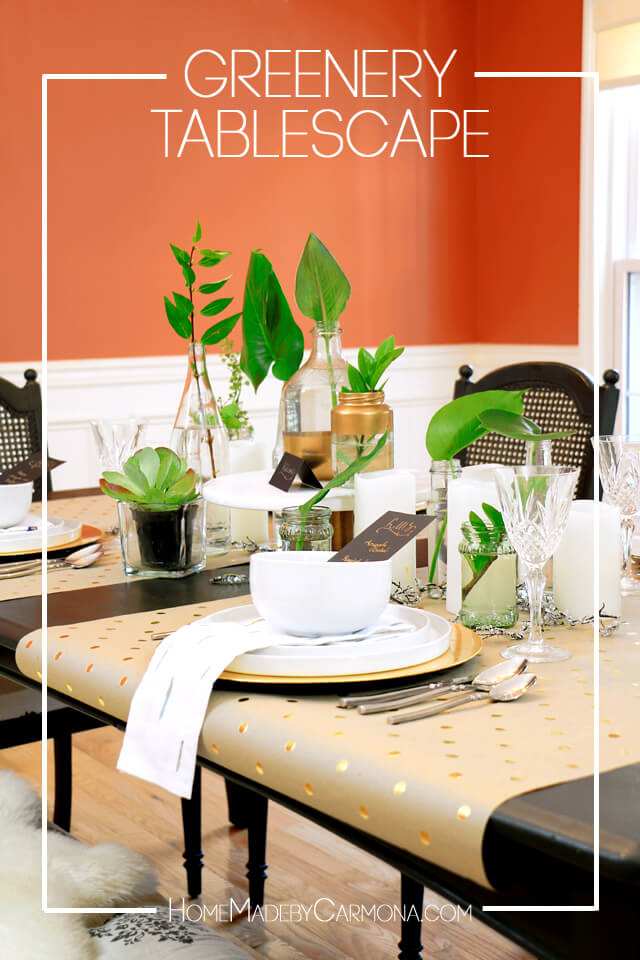 tablescape with plant cuttings