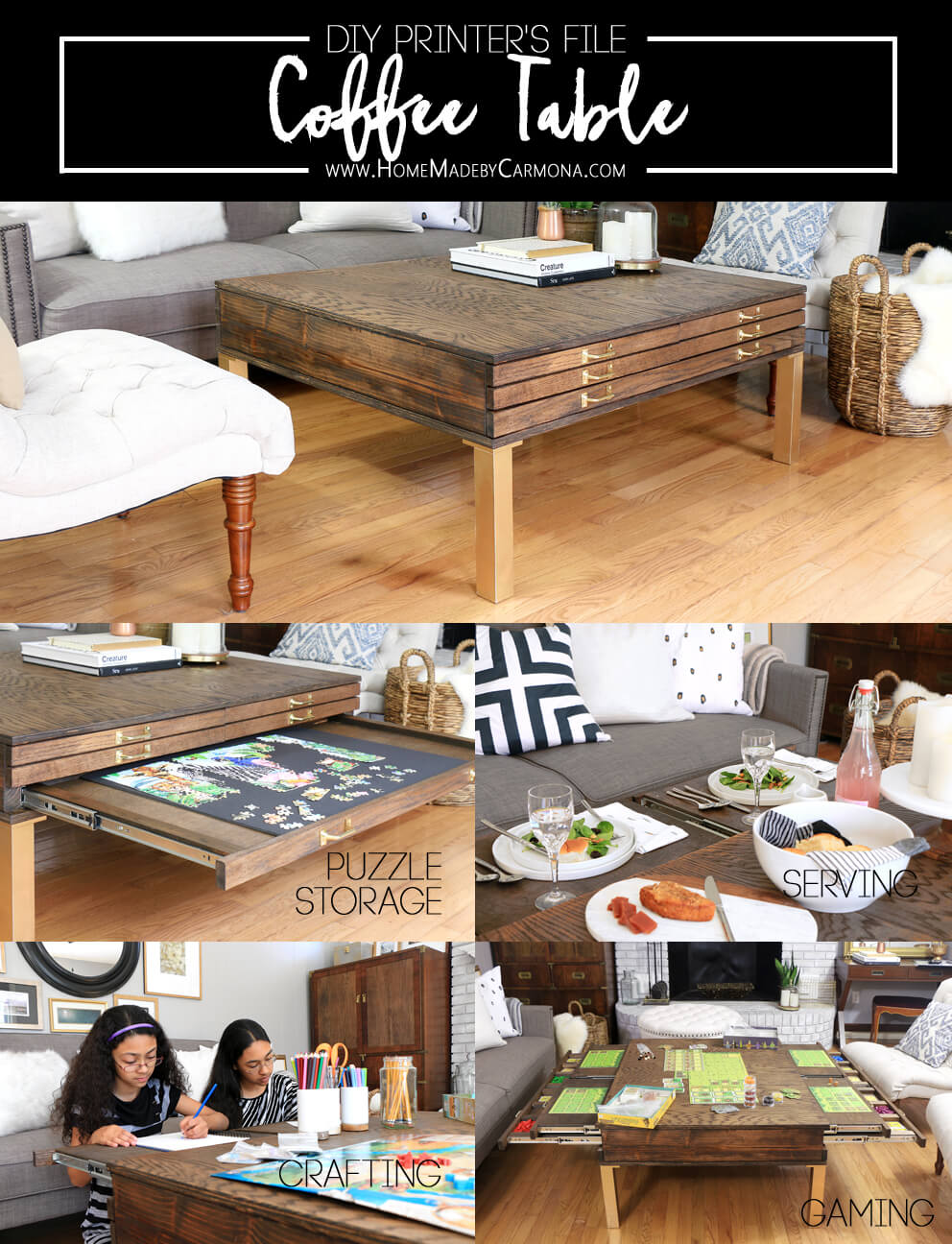 Coffee table deals puzzle storage