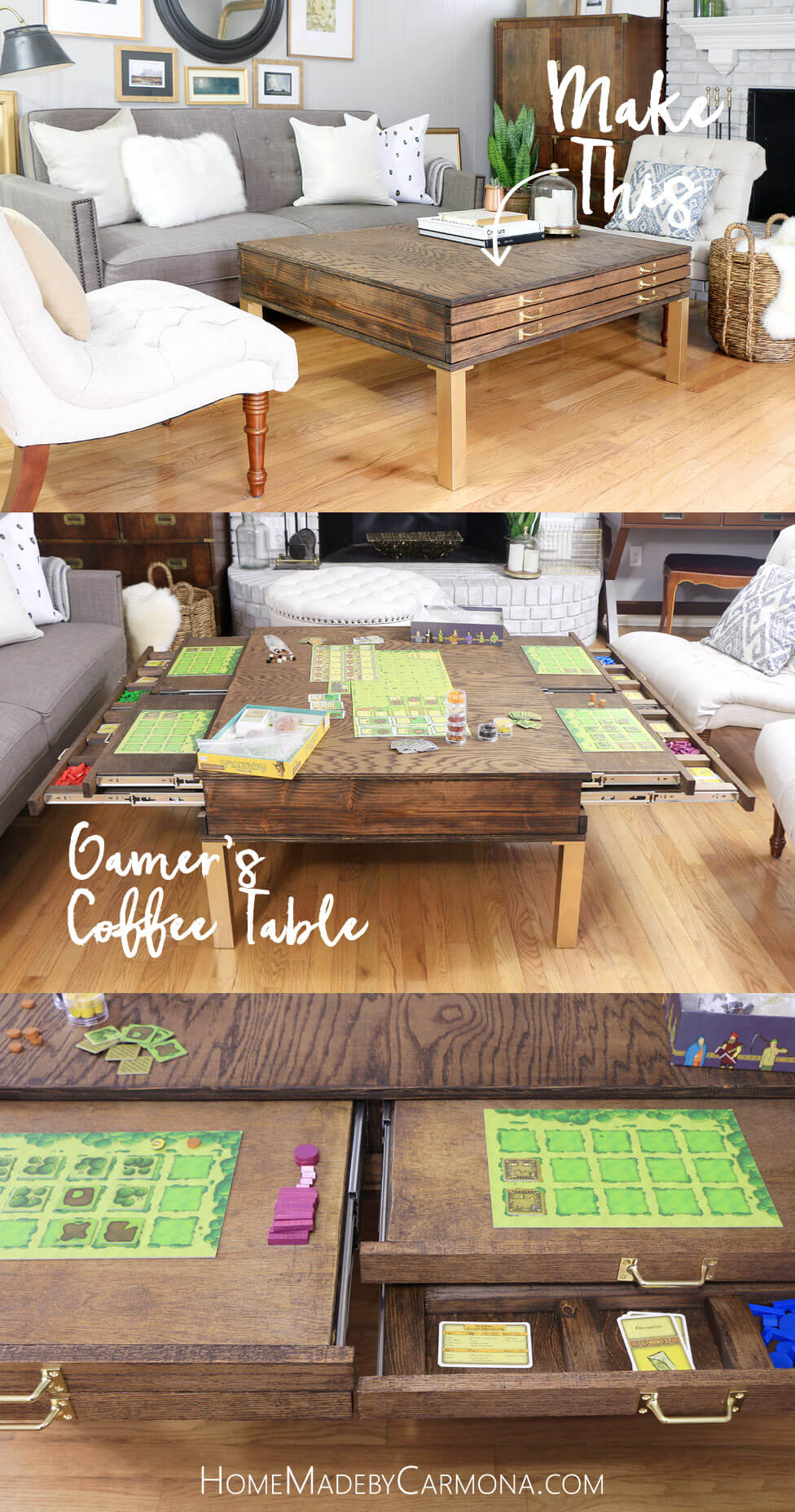 Puzzle coffee online table with drawers