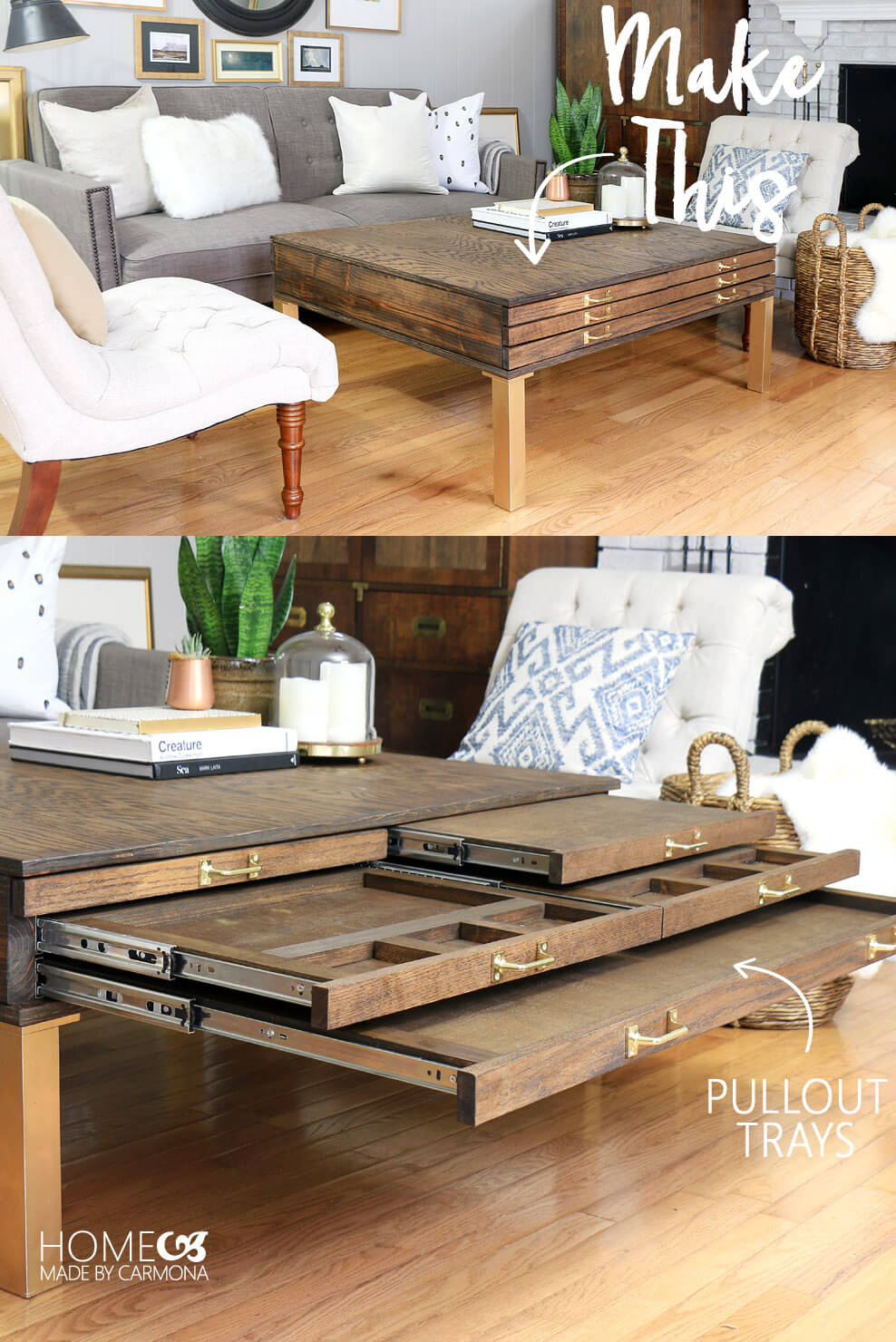 Hidden compartment coffee store table plans