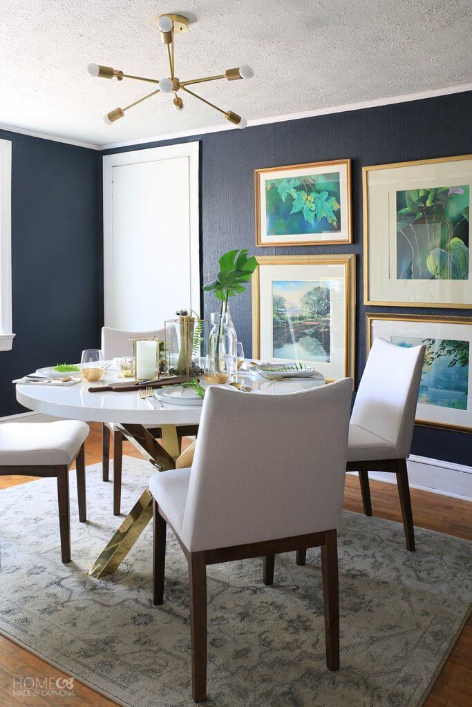 Dining room with wall art