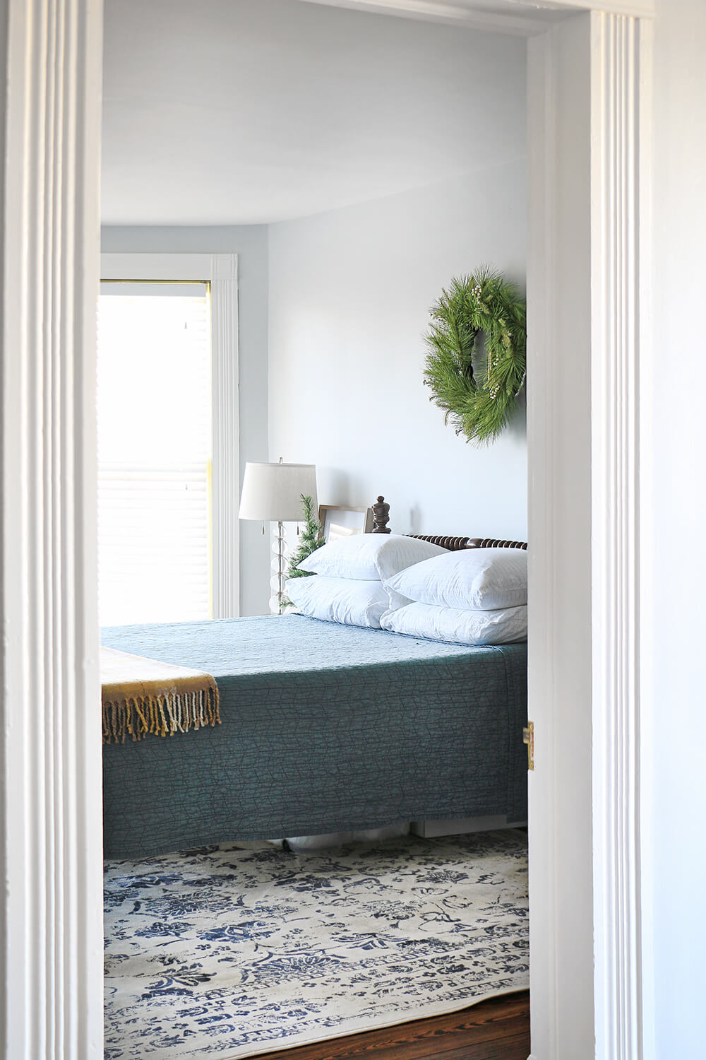 Guest bedroom with wreath