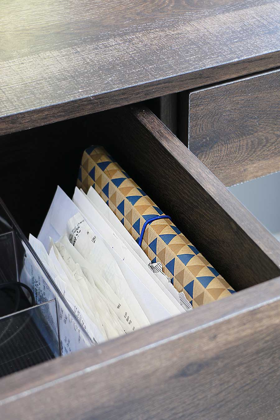 Drawer with receipts