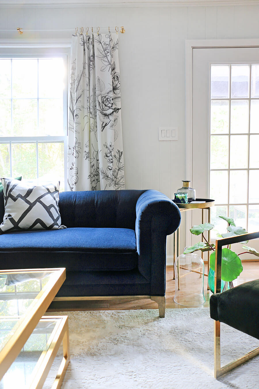 Blue sofa and accent table