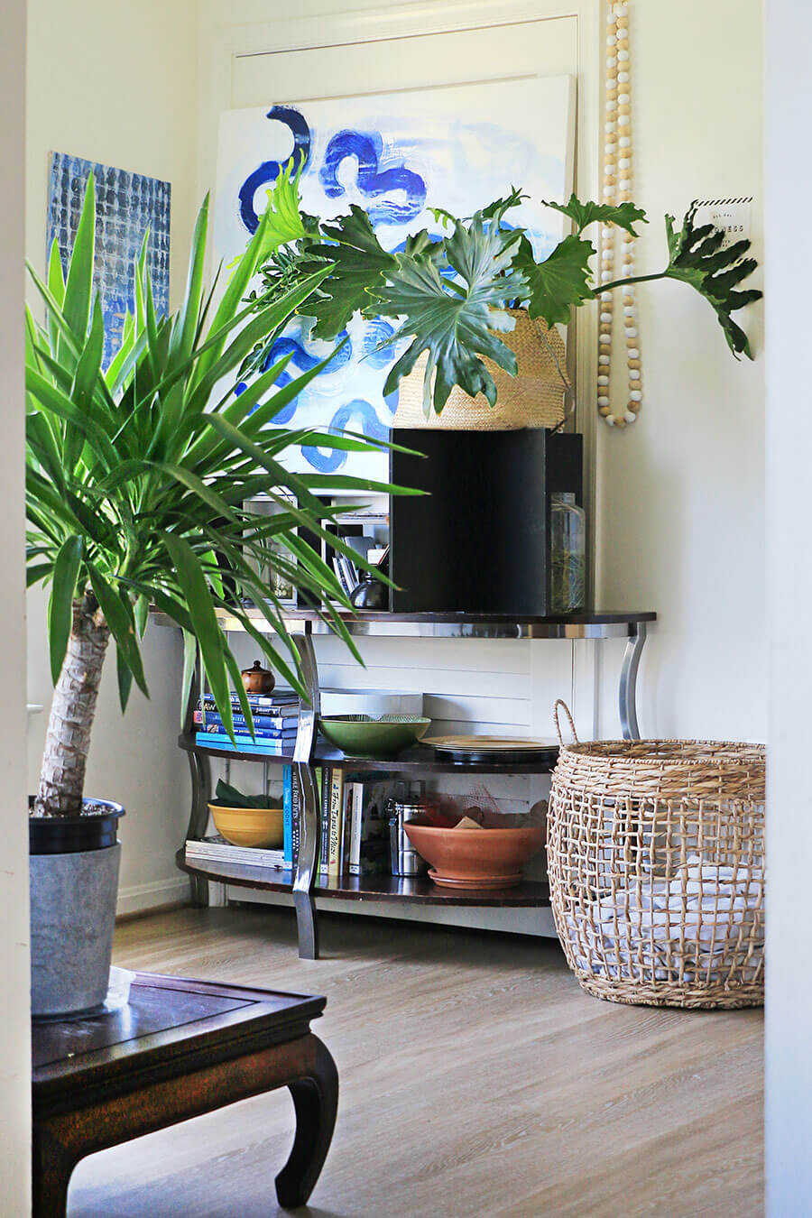 plants on console table