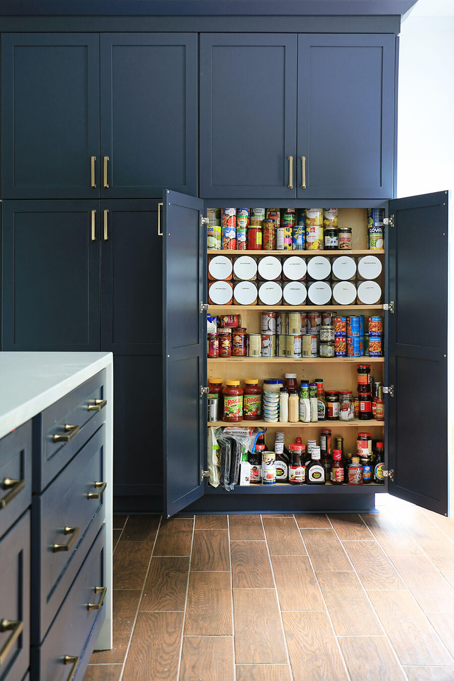 kitchen cupboard with food