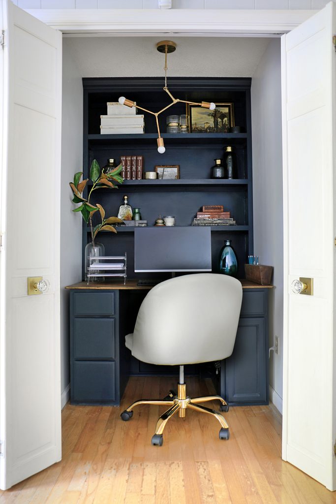 Closet turned into a home office