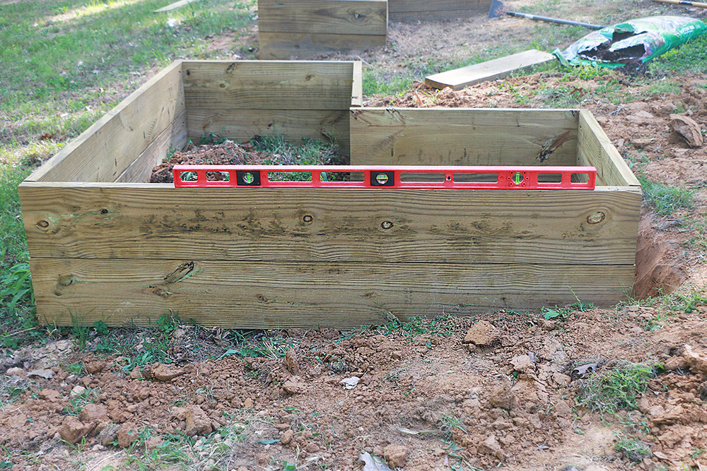 Raised bed being built