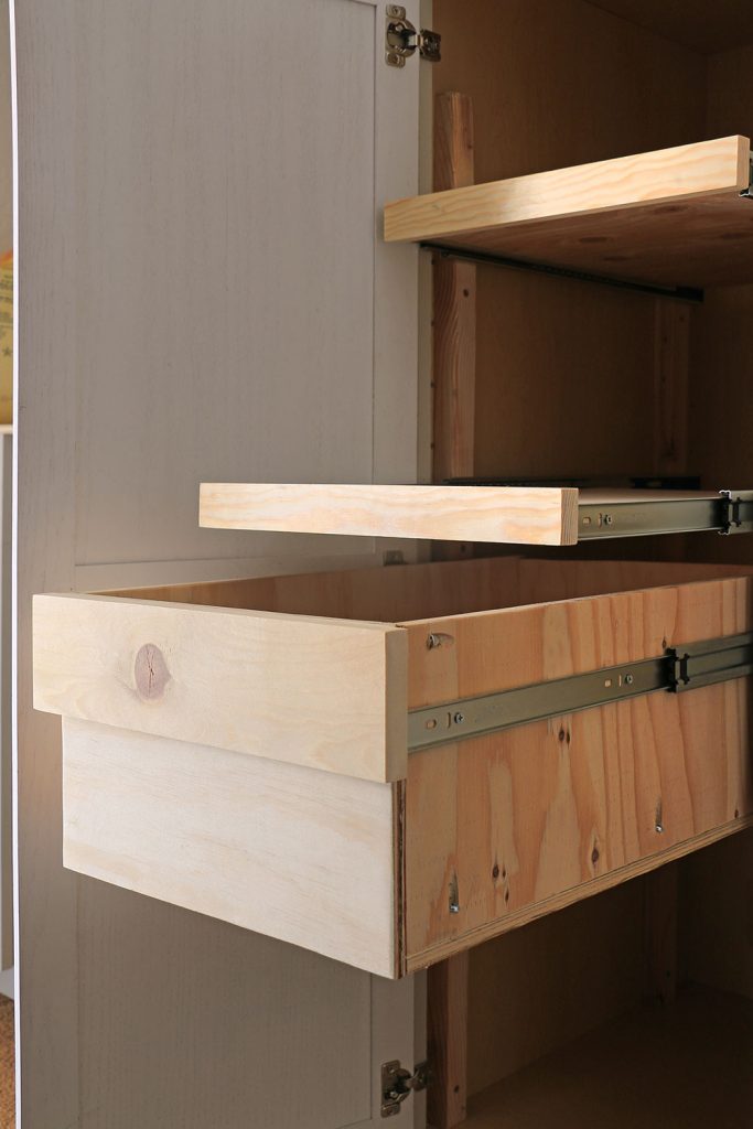Sewing room drawers and pullouts