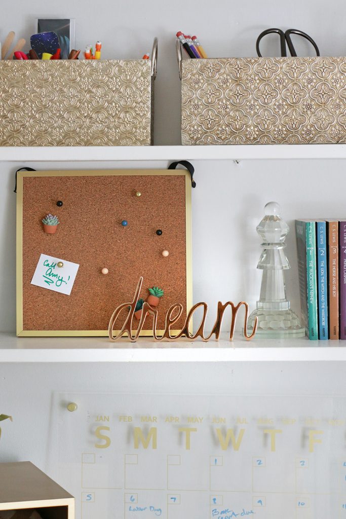 pinboard and desk accessories
