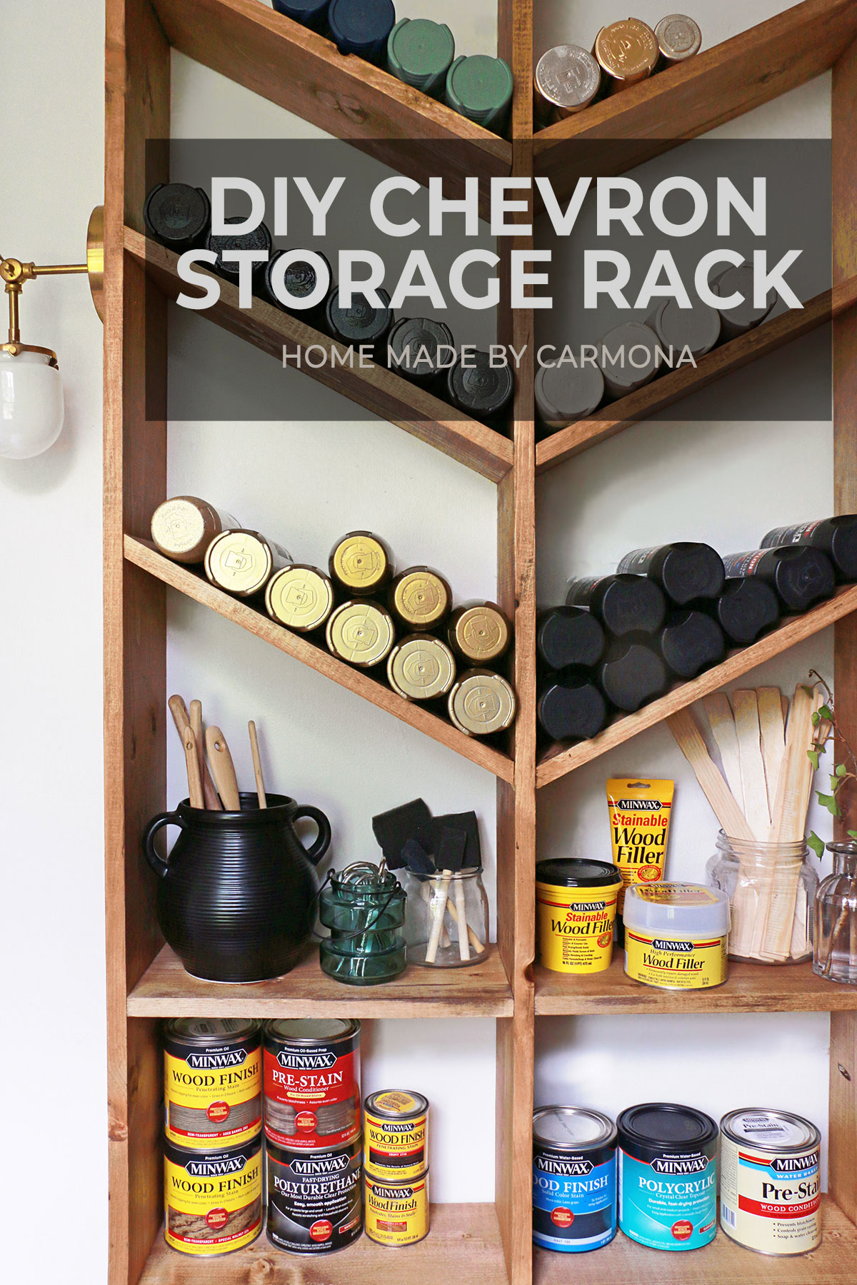 DIY Chevron Pattern Wine Rack Storage Rack